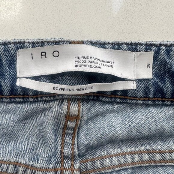 IRO Ladyla High Rise Boyfriend Jean Light Wash Fly Button Distress Sz 28 Revolve - Picture 13 of 14